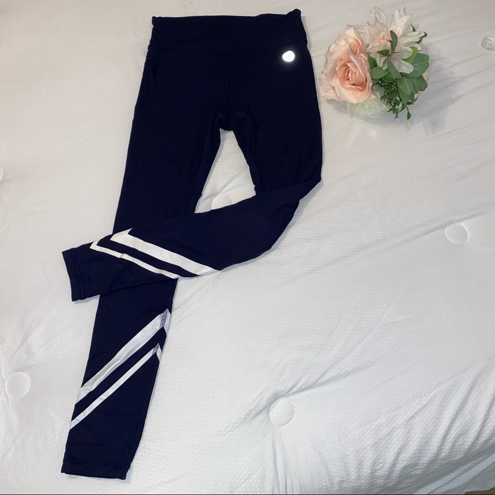 Tory Sport High Rise Chevron Weightless Leggings Navy